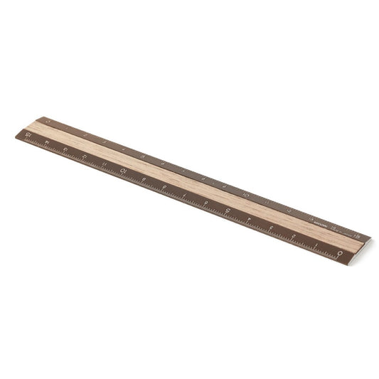 Midori Ruler 15cm Brown - Light Brown Wood
