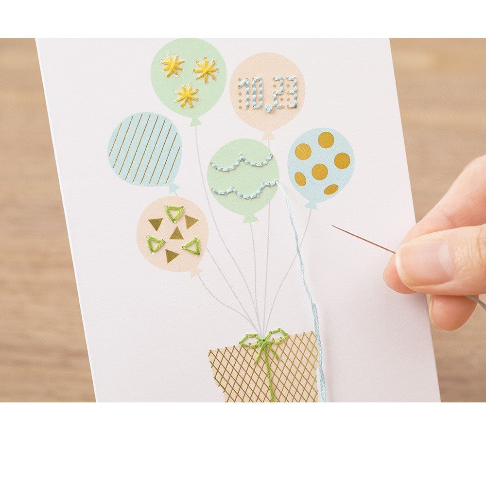 Midori Thank You embroidery postcard