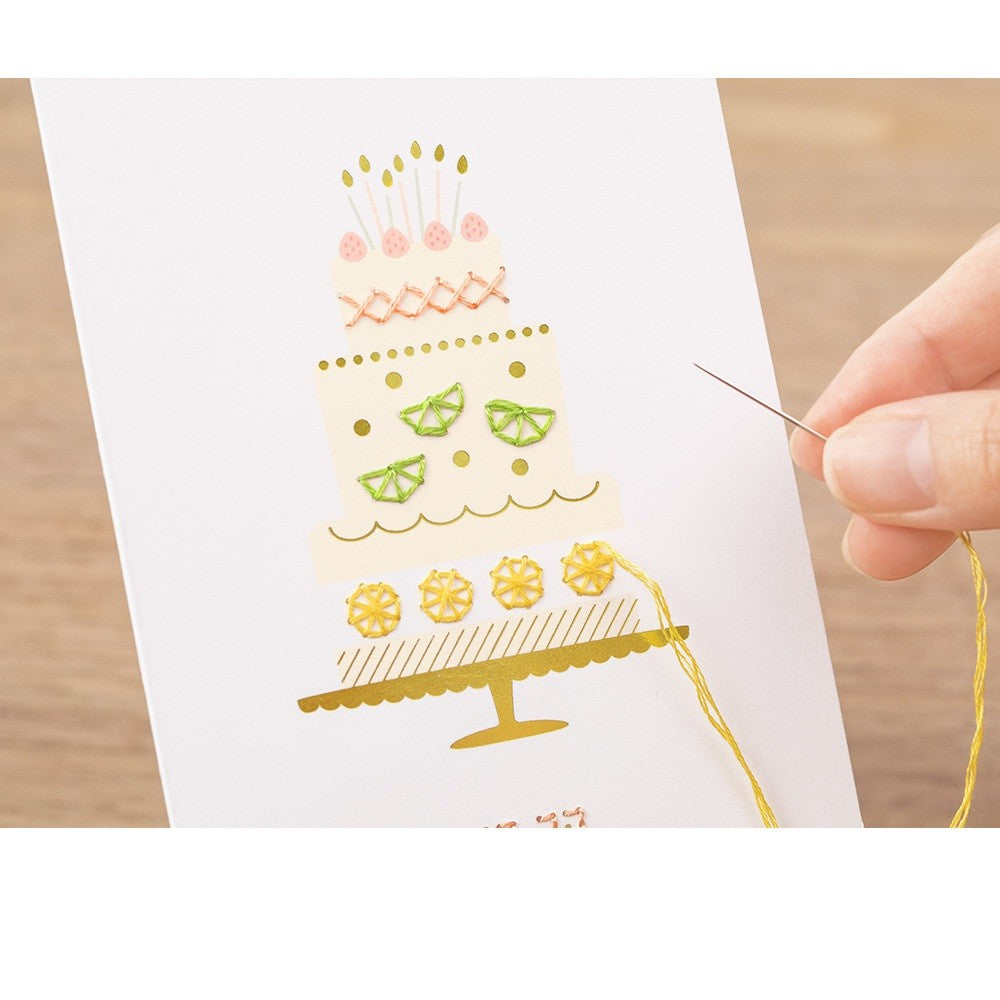 Midori Happy Birthday Embroidery Postcard