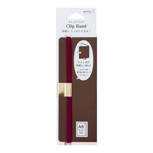 Midori Clip Band A6 Notebook Closure, Burgundy