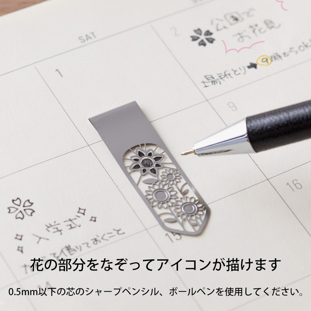 Midori Clip Bookmarkers Flowers A