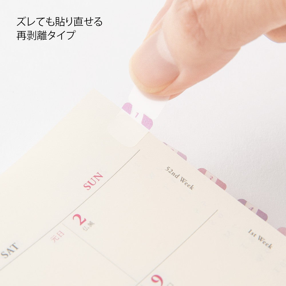 Midori Chiratto Index Labels - Numbers Pink