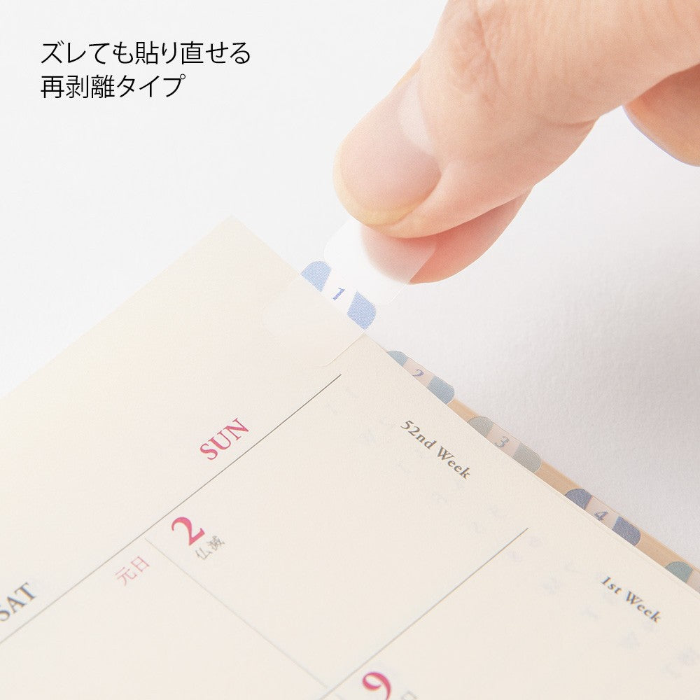 Midori Index Label Chiratto Stickers Numbers Blue