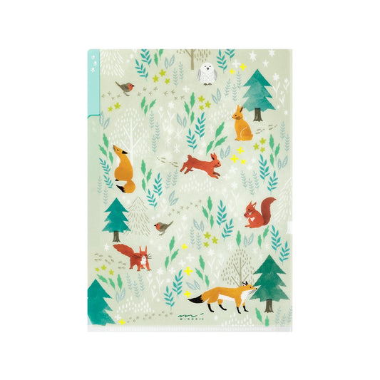 Midori A5 Three Pocket Folder | Nordic Animals