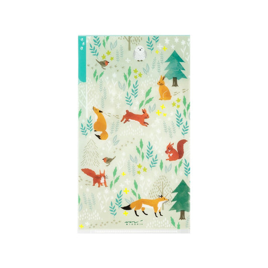 Midori A5 Slim Three Pocket Folder with Flap | Nordic Animals