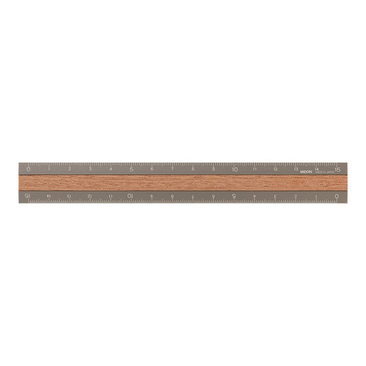 Midori Ruler 15cm | Grey + Dark Wood