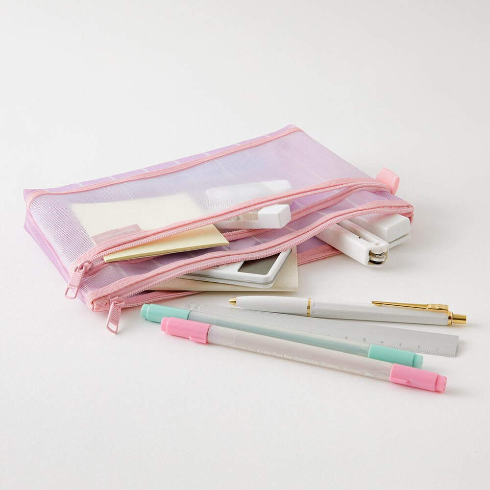 Etui Mesh Pen Pouch Stripe Purple