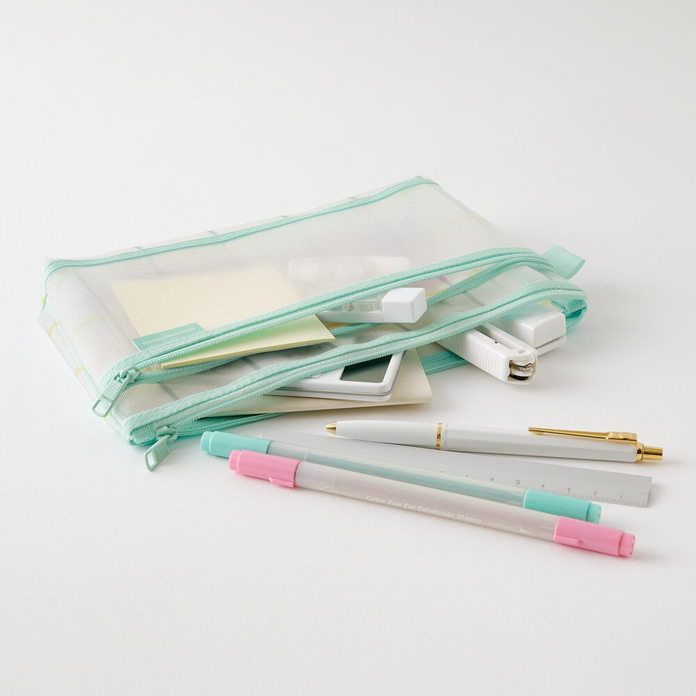 Pen Pouch Check Green