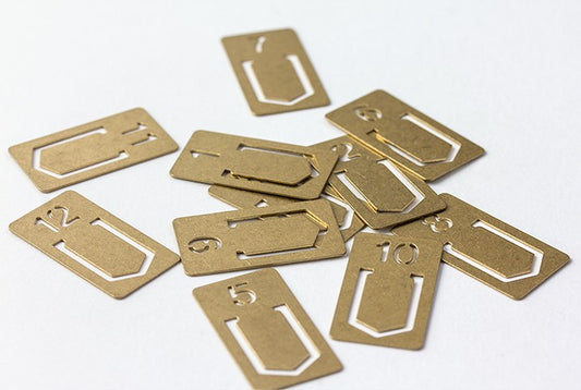 TRC BRASS Bookmark Number Clips