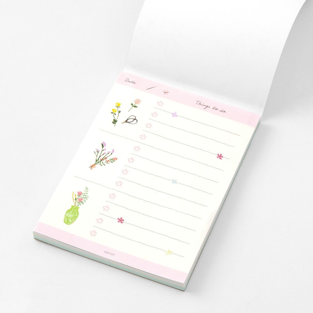 Notes Midori To Do Memo Pad Kwiaty