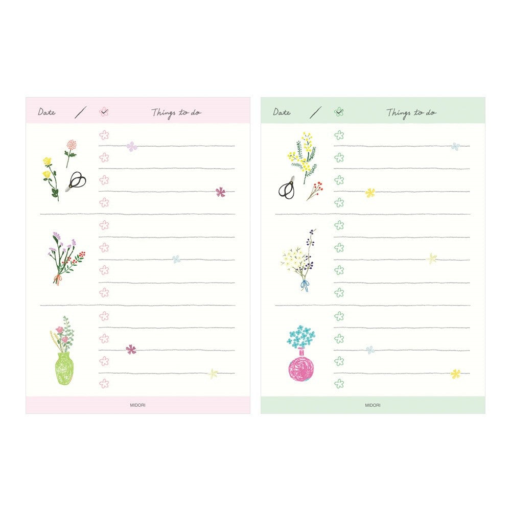 Notes Midori To Do Memo Pad Kwiaty