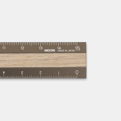 Midori Ruler 15cm Brown - Light Brown Wood