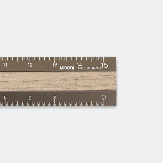 Midori Ruler 15cm Brown - Light Brown Wood