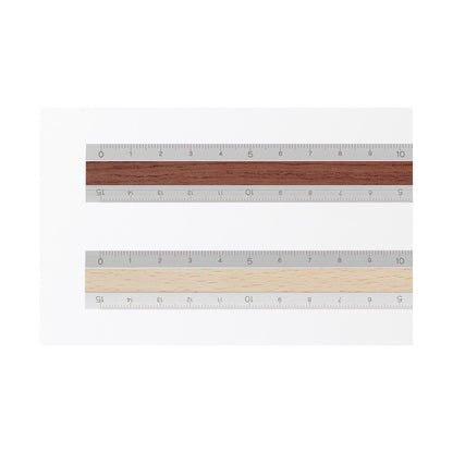 Midori 15cm Silver Ruler - Light Brown Wood