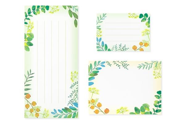 Midori 3-size assorted Message Pad - Green