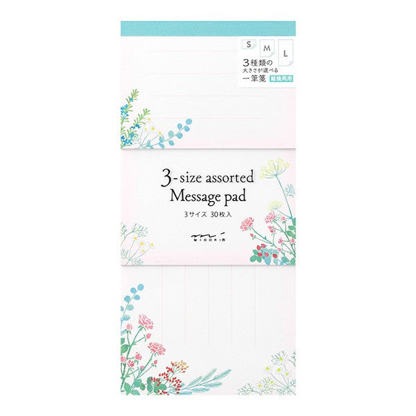 Midori 3-size assorted Message Pad - Botanical