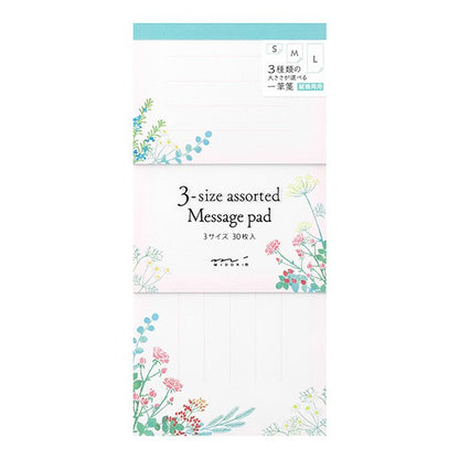 Midori 3-size assorted Message Pad - Botanical