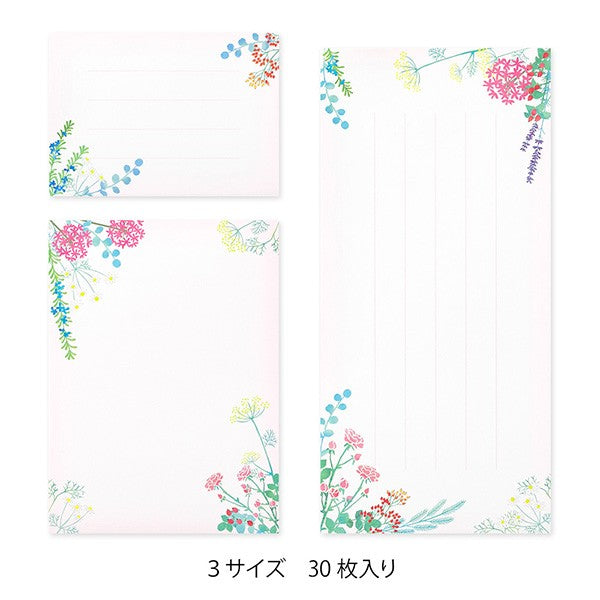Midori 3-size assorted Message Pad - Botanical