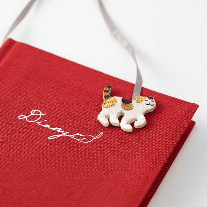 Journal with Midori Embroidery Bookmark | Cat