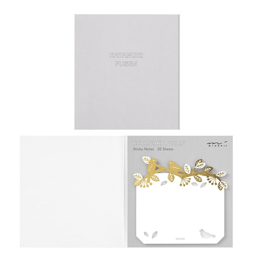 Midori Katanuki Fusen Foil Stamping Birds Sticky Notes