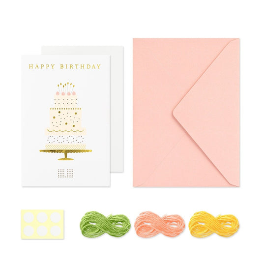 Midori Happy Birthday Embroidery Postcard