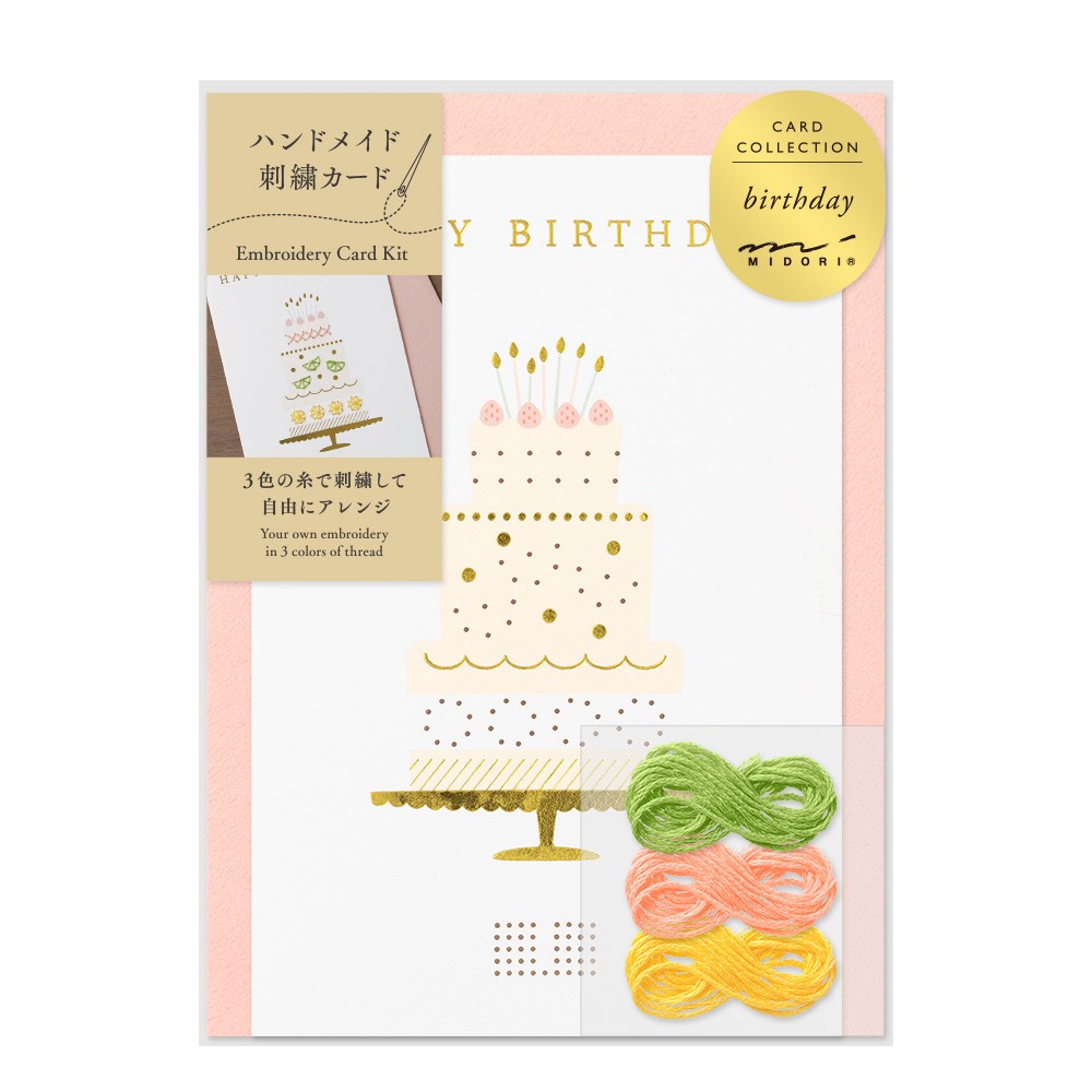 Midori Happy Birthday Embroidery Postcard