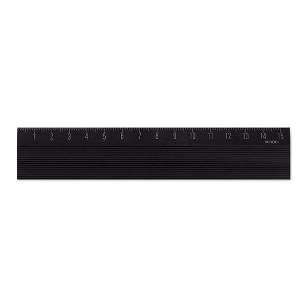 Midori Magnetic Ruler 15 cm Black