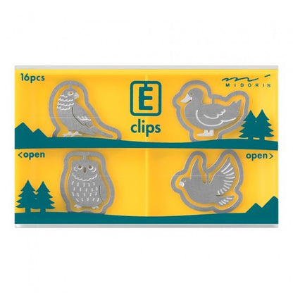 Spinacze do papieru Midori E-Clips Ptaki
