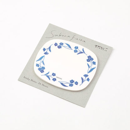 Midori Sakura Fusen Transparent Sticky Notes Blue Flowers