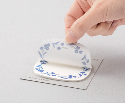 Midori Sakura Fusen Transparent Sticky Notes Blue Flowers