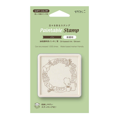 Pieczątka Midori Paintable Stamp Pre-inked Soft Color | Posiłki brązowa