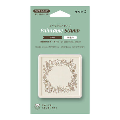 Pieczątka Midori Paintable Stamp Pre-inked Soft Color | Kwiaty brązowa
