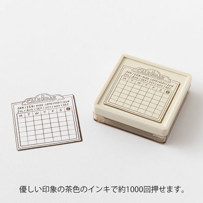 Pieczątka Midori Paintable Stamp Pre-inked Soft Color | Kalendarz Brązowy