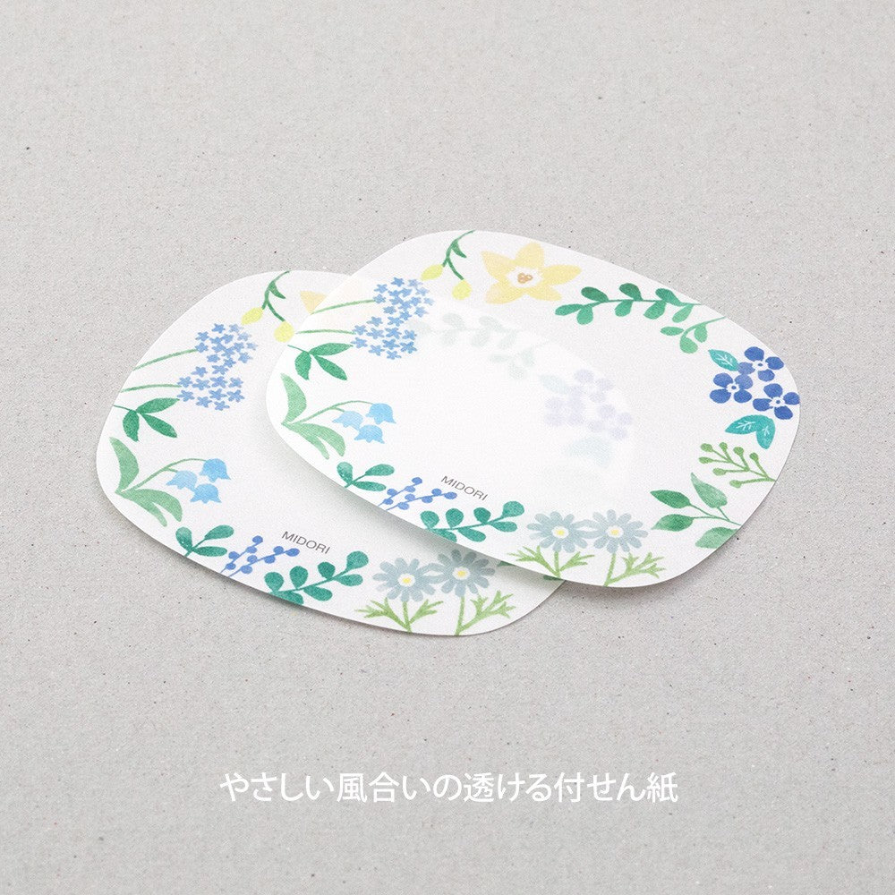 Midori Sakura Fusen Transparent Sticky Notes Wildflowers