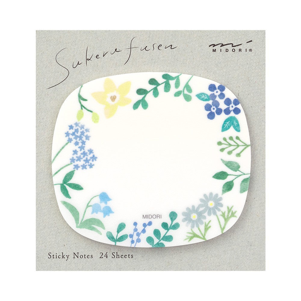 Midori Sakura Fusen Transparent Sticky Notes Wildflowers
