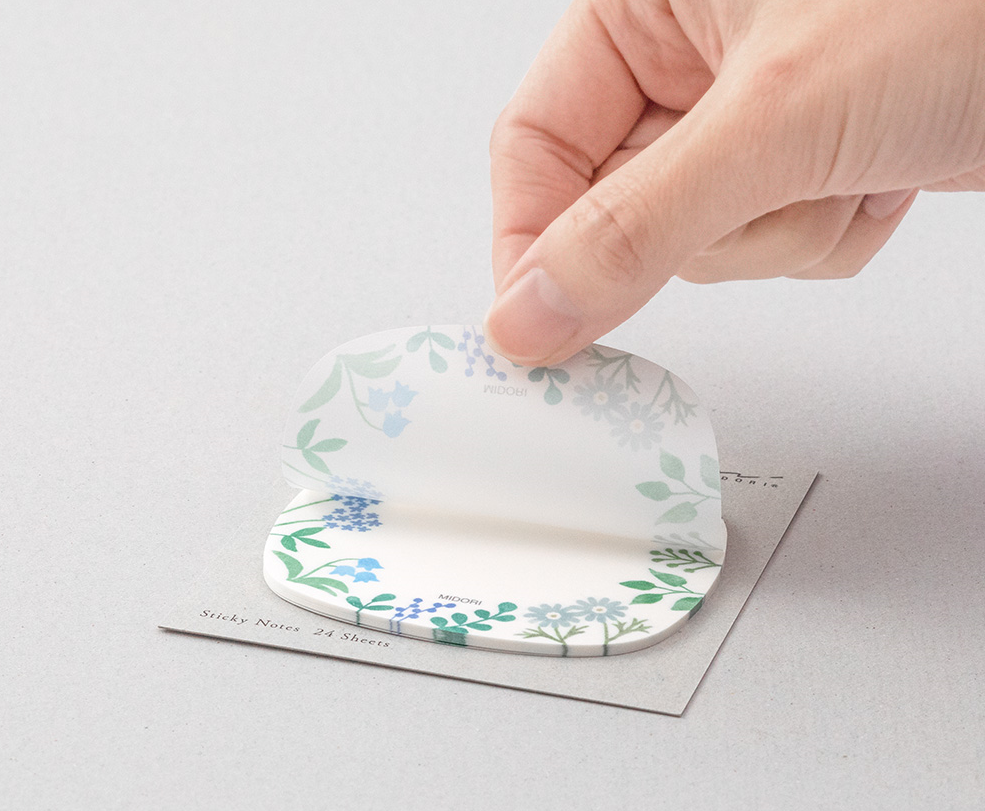 Midori Sakura Fusen Transparent Sticky Notes Wildflowers