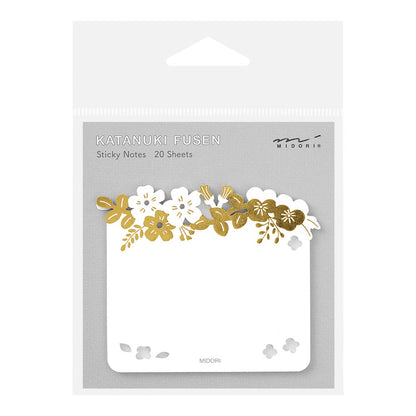 Midori Katanuki Fusen Foil Stamping Sticky Notes - Flowers