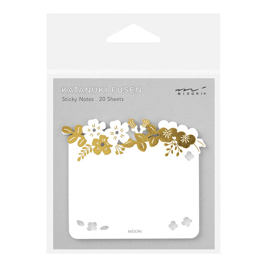Midori Katanuki Fusen Foil Stamping Sticky Notes - Flowers