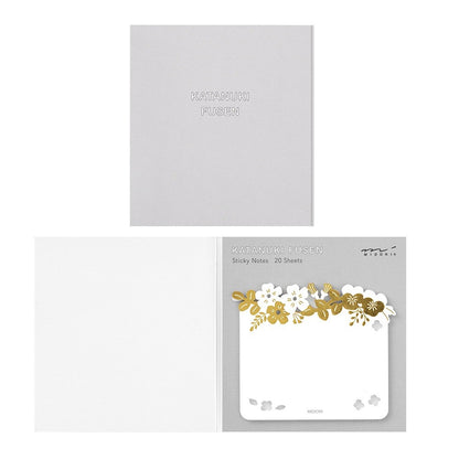 Midori Katanuki Fusen Foil Stamping Sticky Notes - Flowers