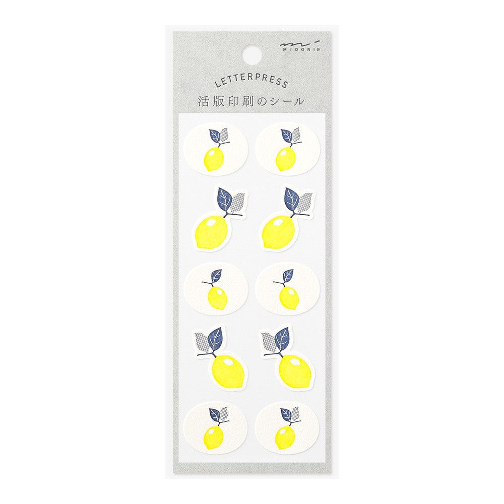 Midori 2504 Letterpress Stickers - Lemon