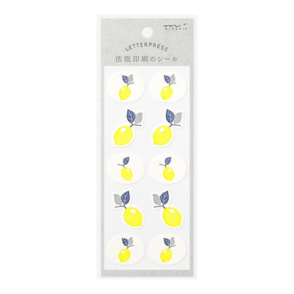 Midori 2504 Letterpress Stickers - Lemon