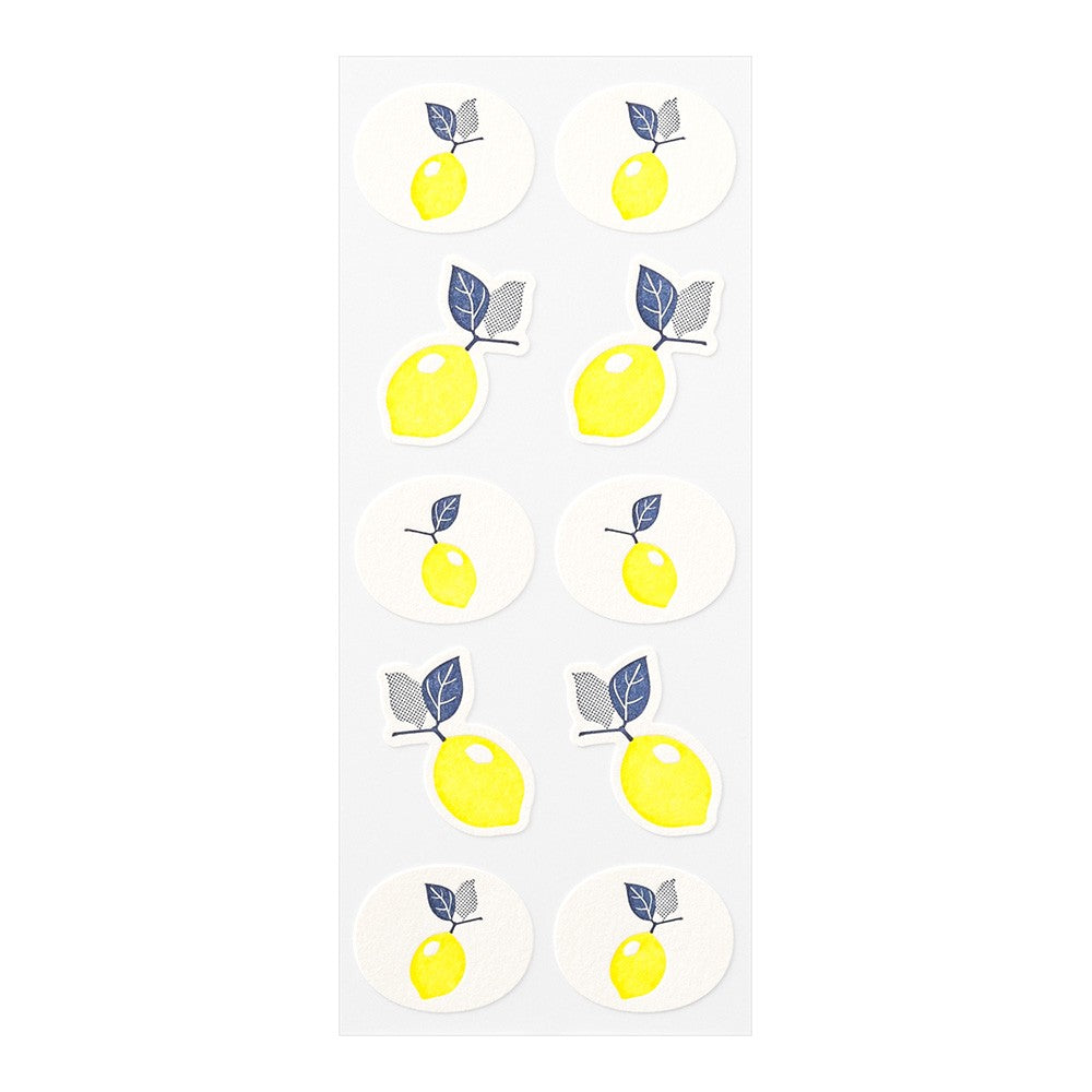 Midori 2504 Letterpress Stickers - Lemon