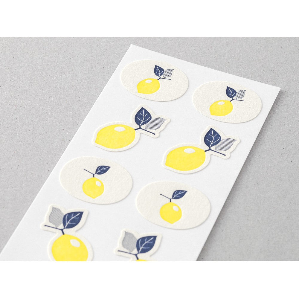 Midori 2504 Letterpress Stickers - Lemon