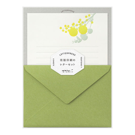 Midori 461 Letterpress Yellow Bouquet Stationery