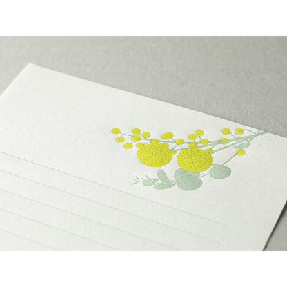Midori 461 Letterpress Yellow Bouquet Stationery