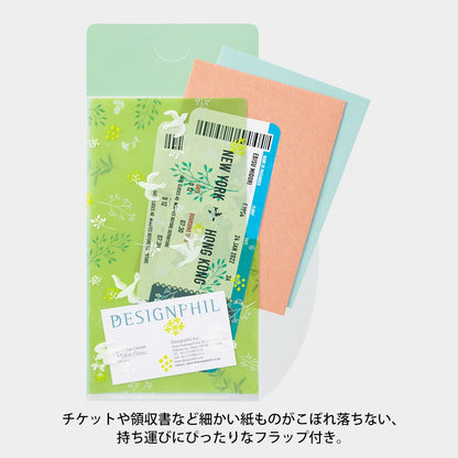 Midori A5 Slim folder with flap | White birds