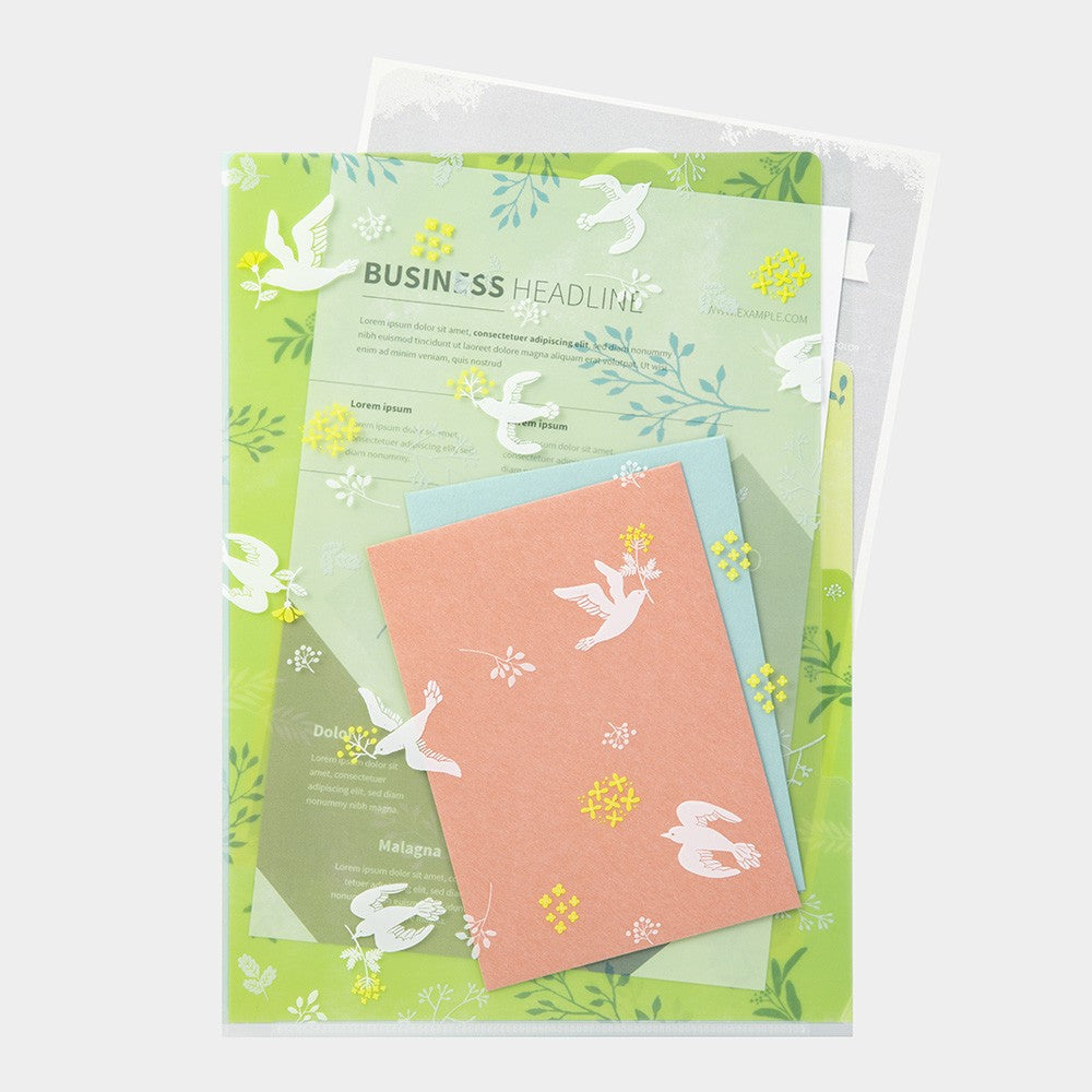Midori A4 Folder | White Birds