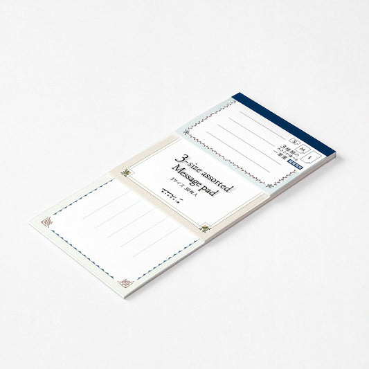 Midori 3-size assorted Message Pad - Decoration lines