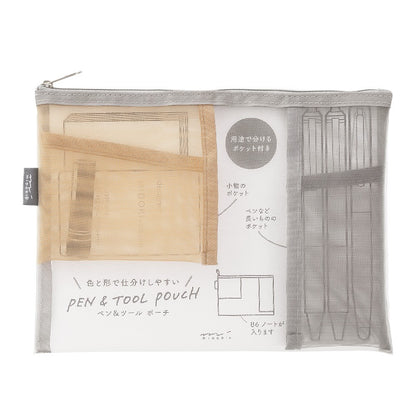 Etui Midori Pen & Tool Pouch Mesh Szary