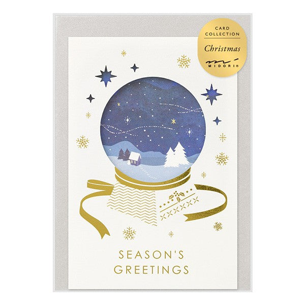 Midori Card with window Snow globe Christmas card